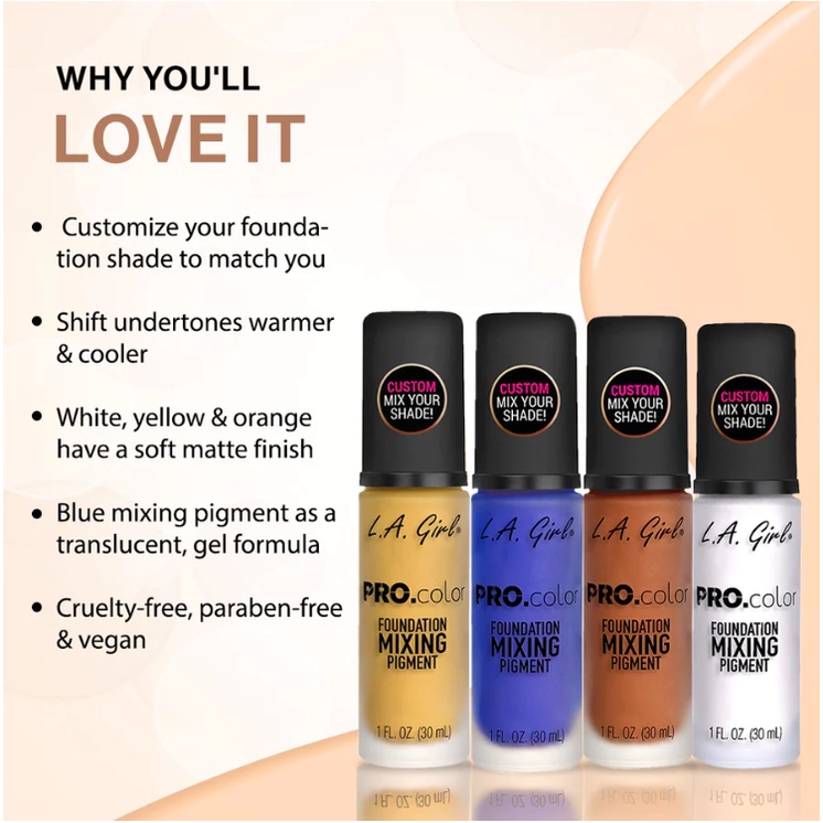 Kem nền hiệu chỉnh tone màu La Girl Pro.color Foundation Mixing Pigment