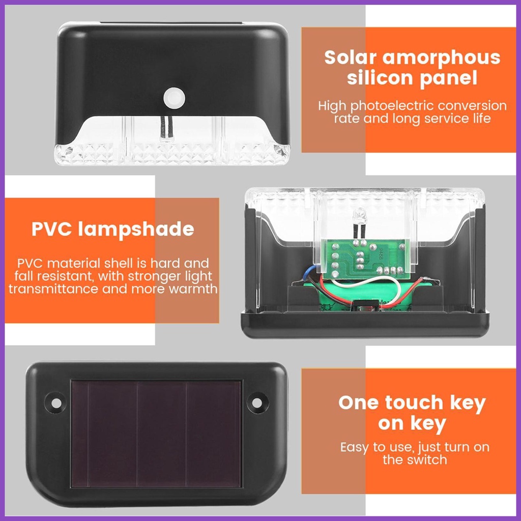 Đèn bước ngoài trời 4 cái đèn năng lượng mặt trời ngoài trời đèn led không thấm nước đèn năng lượng mặt trời ngoài trời cầu thang ánh sáng ngoài trời solar notavn