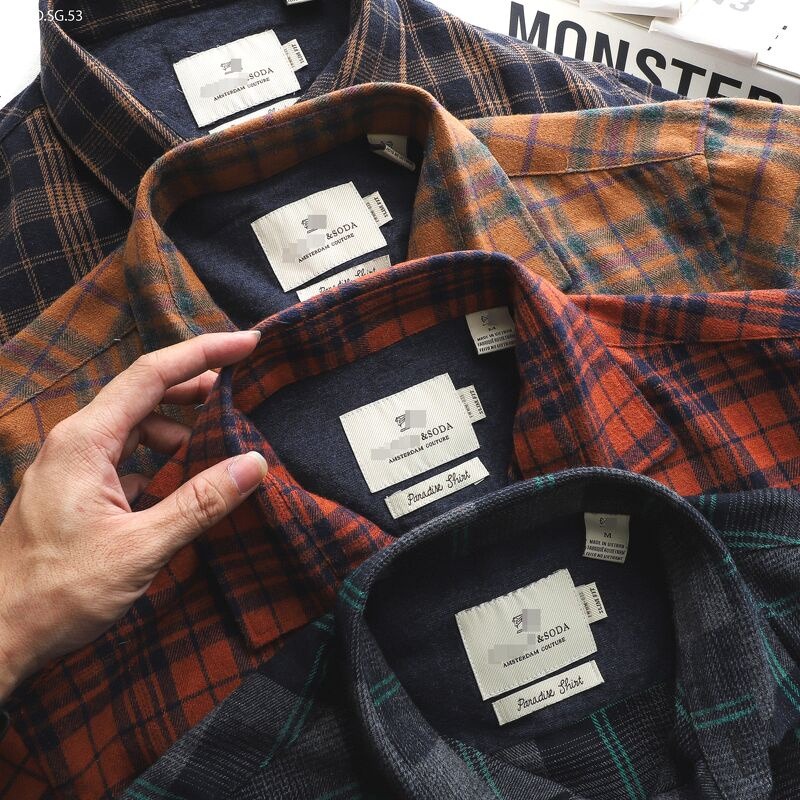 Mẫu mới áo sơ mi dài tay flannel chất cotton dạ họa tiết caro phong cách stylemarven somi nam 9000016