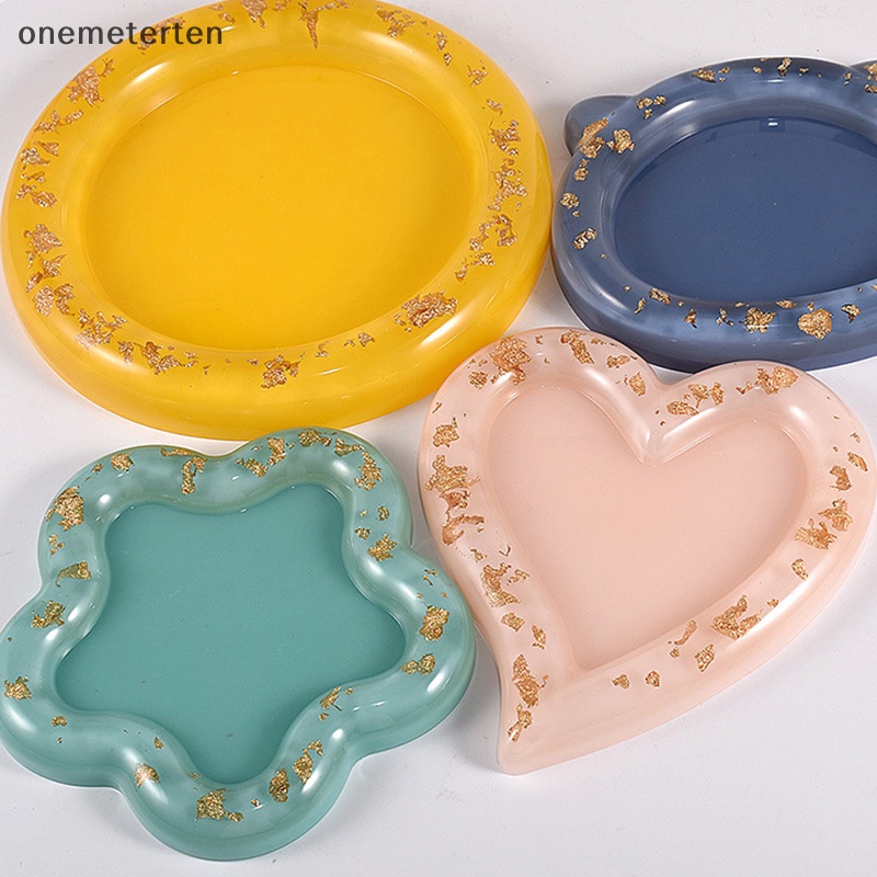 Rten hoa tròn khay bê tông khuôn silicone gấu trái tim coaster thạch cao đất sét khay lưu trữ đồ trang sức trưng bày tấm nhựa khuôn n