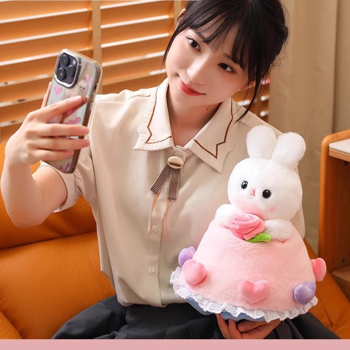 Panda ~ dBúp bê nhồi bông thỏ dễ thương  Hồng bé gái trái tim công chúa Thỏ bó hoa Búp bê thỏ Búp bê gối mềm Siêu dễ thương Quà tặng ngày lễ tình nhân Quà tặng sinh nhật 0183