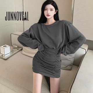 JUNNOVGAL Nữ Thời Trang Mới Tính Khí Chống Zou Eo Chặt hông Đầm Bọc