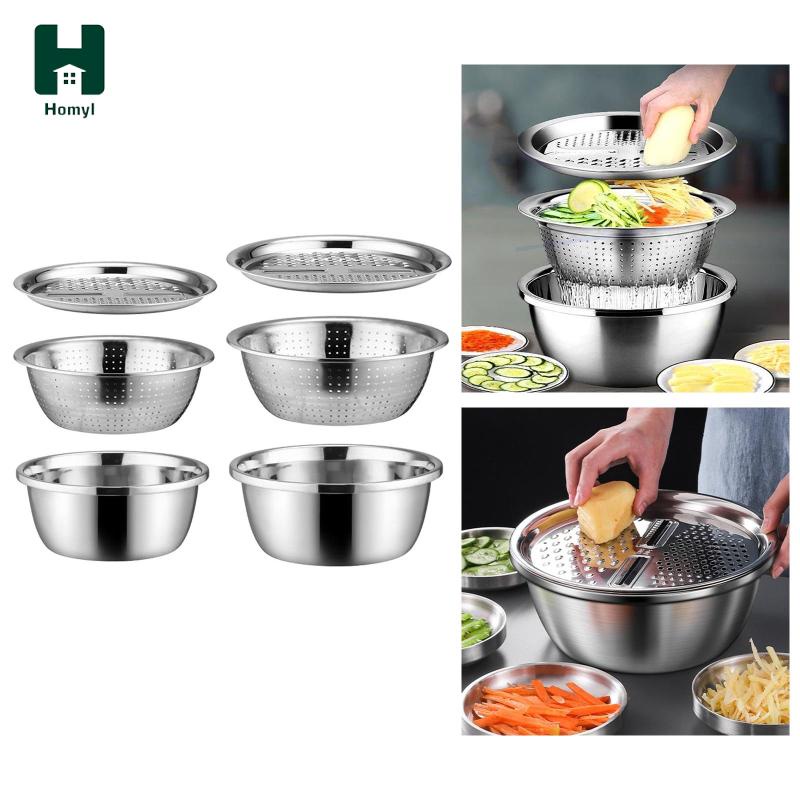 Máy thái rau 3x, bát làm salad, máy xay julienne đa chức năng, chậu bằng thép không gỉ với máy cắt rau củ cho khoai tây, gừng