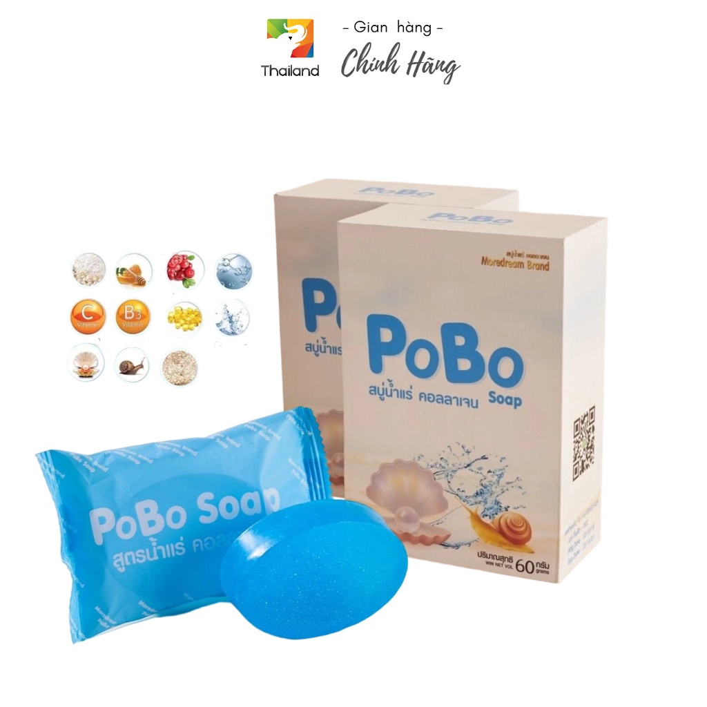 Xà phòng tạo bọt dưỡng da collagen ốc sên Pobo Soap Thái Lan