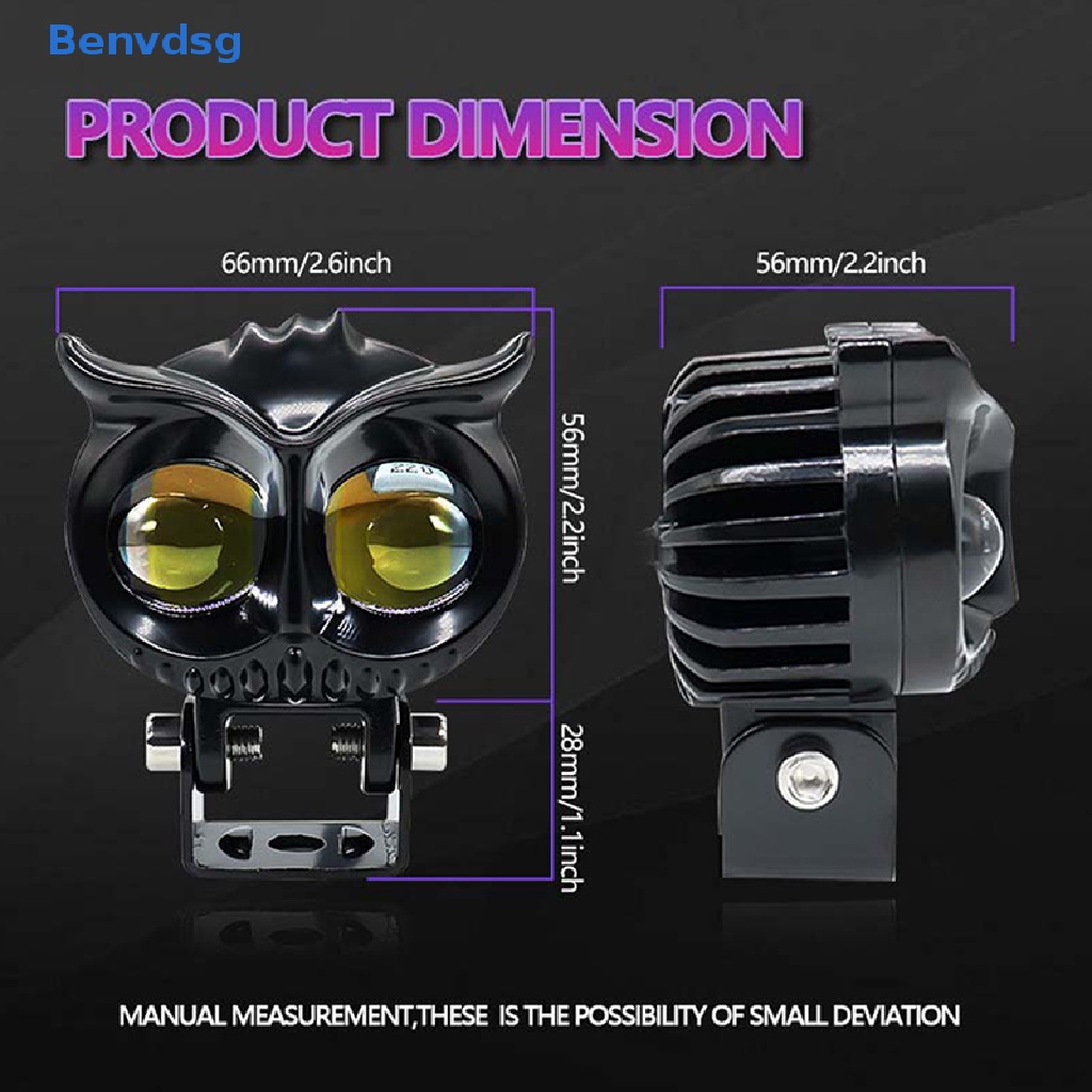 Benvdsg > Đèn Pha LED Hai Màu Đôi Hình Cú Mèo Ánh Sáng Trắng Vàng Phong Cách Đường Phố Cho Xe Mô Tô ATV well