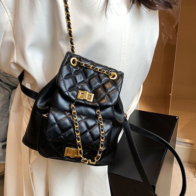 Ba Lô Dây Rút mini Mềm Mại Có Khóa Hình Thoi Thời Trang Cho Nữ