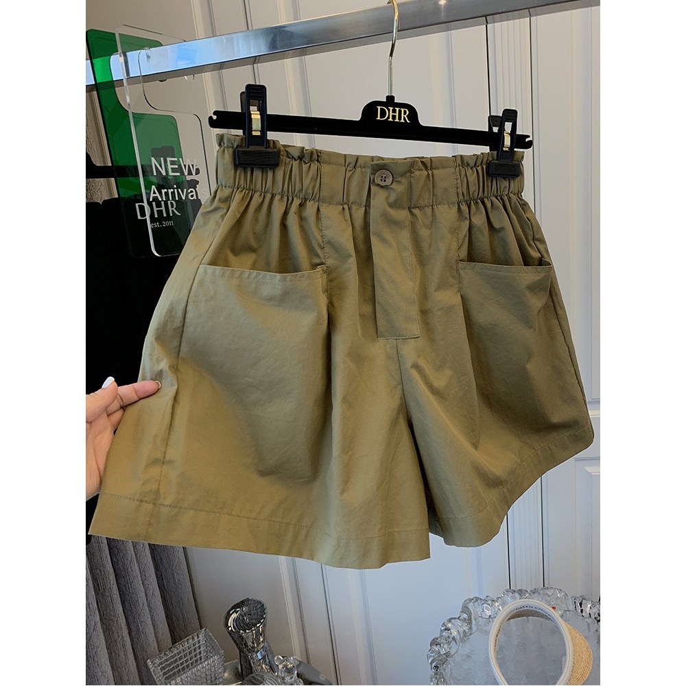 Quần Short Nữ Lưng Cao Ống Rộng Phong Cách Retro
