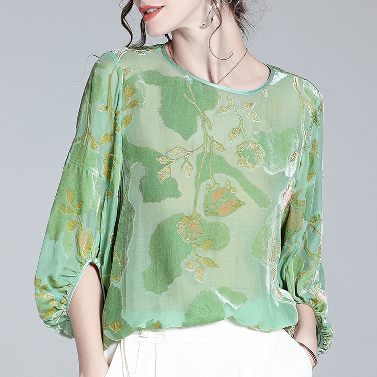 Áo Thun Lụa Mulberry Cao Cấp Phong Cách Châu Âu Thời Trang Mùa Xuân Mới 2023 Cho Nữ