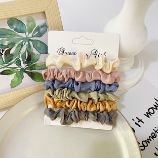Set 6 Dây Cột Tóc Co Giãn Đơn Giản Cho Nữ