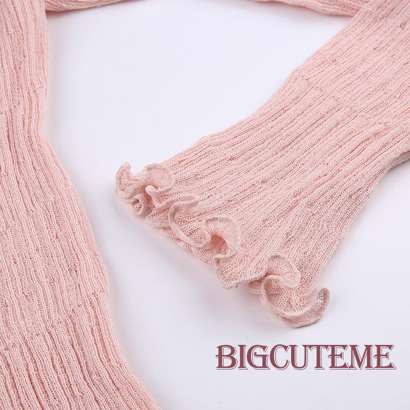 Áo Thun Tay Dài Cổ Tròn Buộc Dây Dáng Ôm Màu Trơn Thời Trang Thường Ngày Cho Bạn Gái