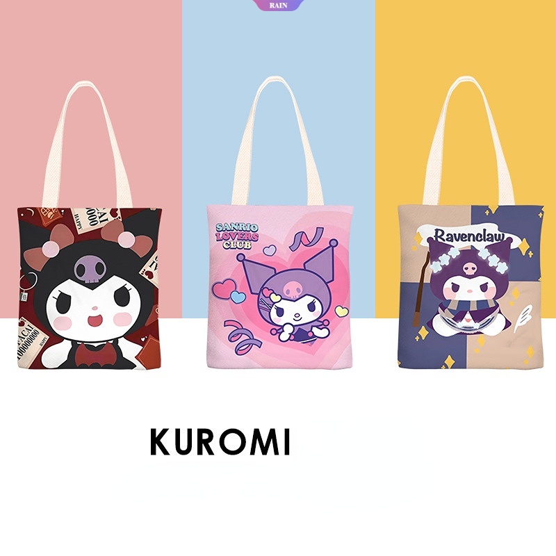 Túi Xách Đeo Vai Vải Canvas In Hoạt Hình Sanrio Kuromi Phong Cách Nhật Bản Đáng Yêu Dành Cho Nữ