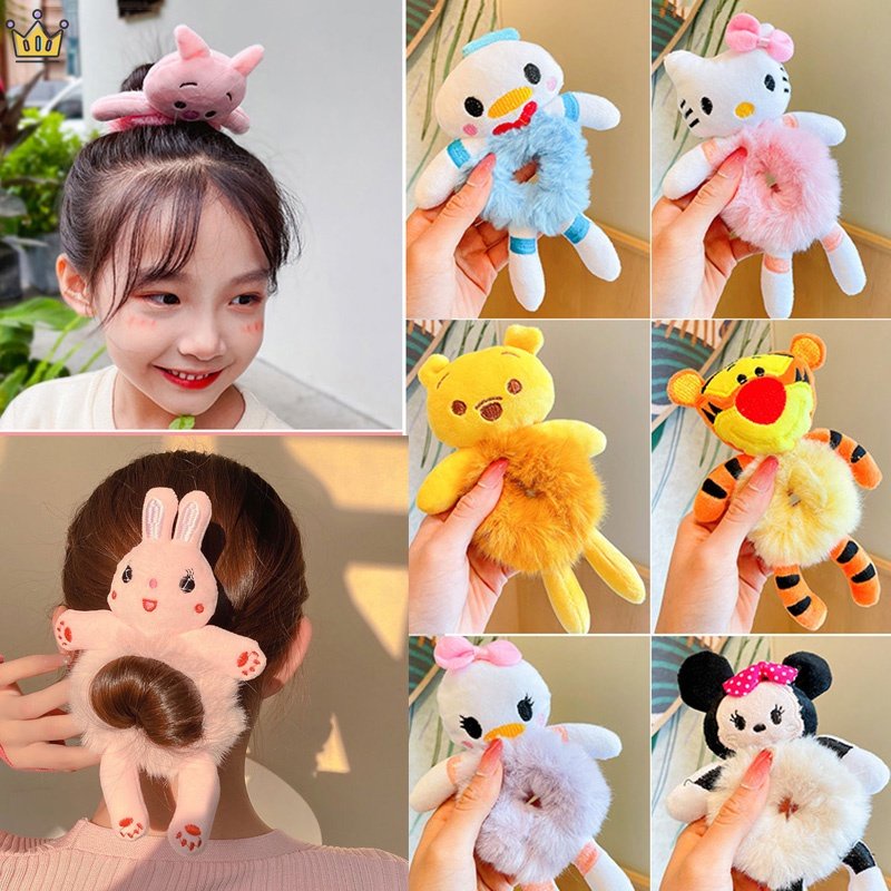 Dây Cột Tóc Đuôi Ngựa Bằng Bông Co Giãn Hình Thú Hoạt Hình Dễ Thương Phong Cách Hàn Quốc J