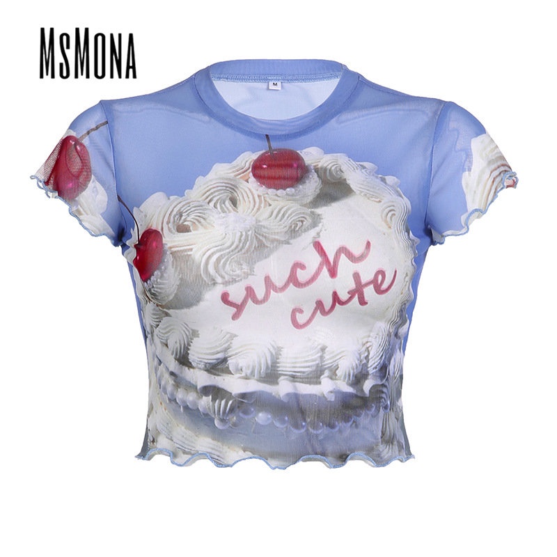 Áo Thun Tay Ngắn Cổ Tròn Dáng Ôm In Họa Tiết Thời Trang 2023 Cho Nữ