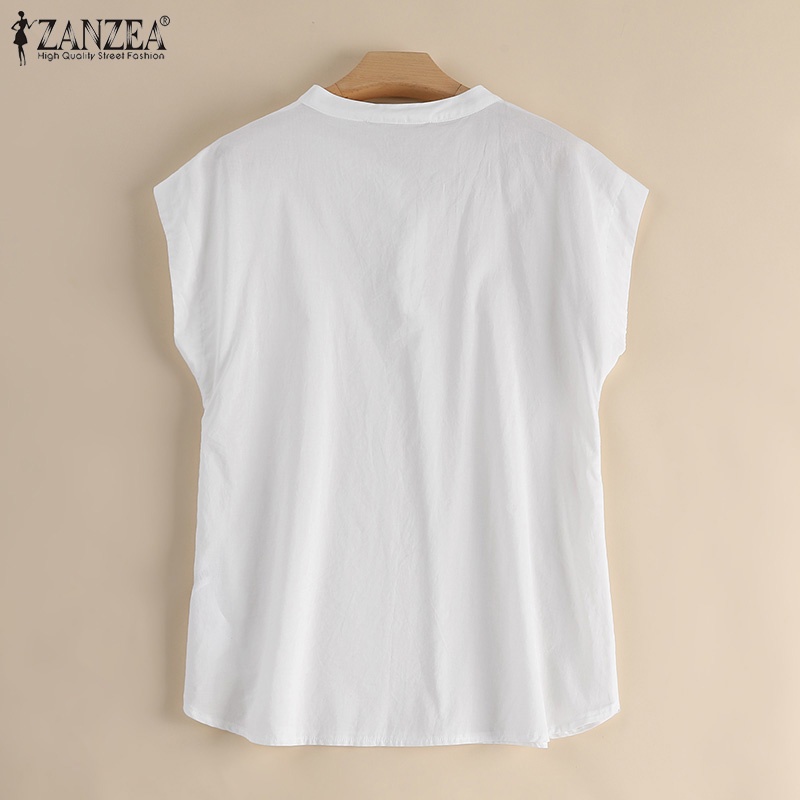 ZANZEA Áo Nữ Không Tay Cổ Đứng Thời Trang Quyến Rũ