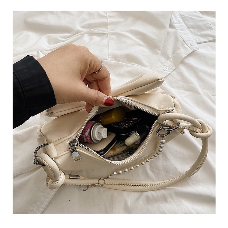 Favour Túi Xách Đeo Dưới Cánh Tay Đính Nơ Ngọc Trai Phối Dây Xích Thời Trang Mới Cho Nữ