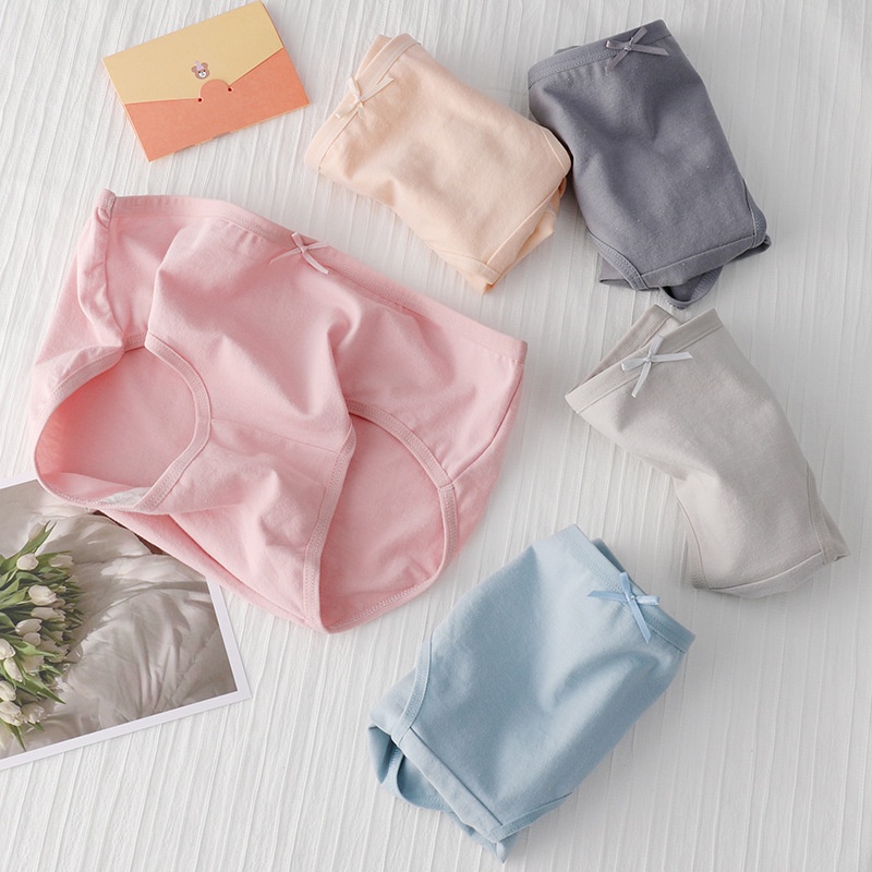 Quần Lót Tam Giác Màu Trơn Chất Liệu Cotton Thoải Mái Cho Nữ