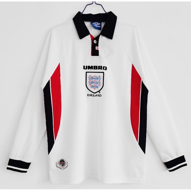 Áo Bóng Đá Dài Tay Jersey Beckham Jersey 98 1998 Phong Cách Retro Anh Quốc