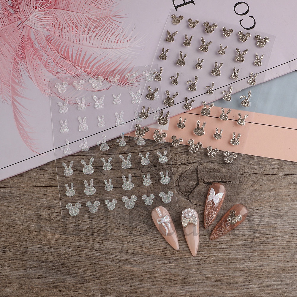 Miếng dán móng tay Sticker Dán Móng Tay Hình Bướm Kim Cương 3D Màu Vàng Hồng Mới