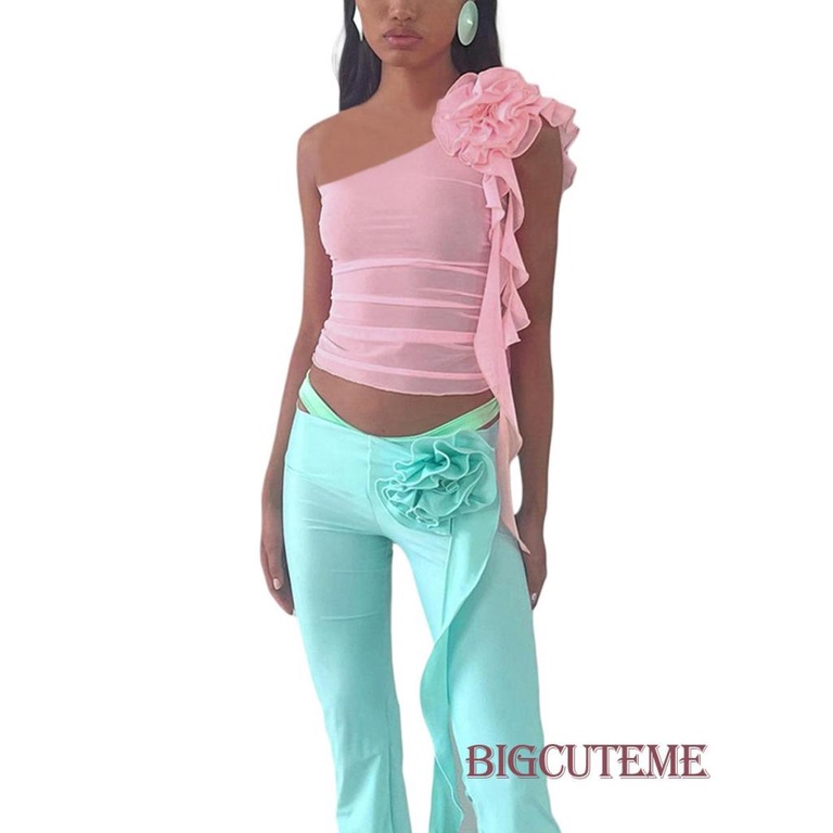 Áo Croptop Sát Nách Màu Sắc Trơn In Họa Tiết Hoa Thời Trang Mùa Hè Cho Nữ