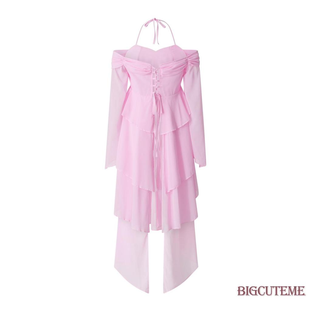 Áo Kiểu Tay Dài Cổ Yếm Nhún Bèo Dáng Ôm Thời Trang Xuân Hè Dành Cho Nữ