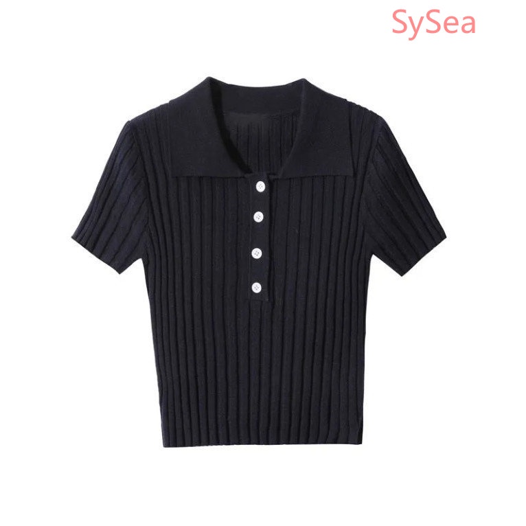 Áo Polo Dệt Kim Thời Trang Mùa Hè Hàn Quốc Dành Cho Nữ