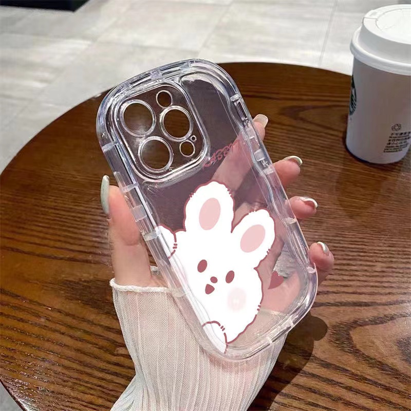 Ốp Điện Thoại Silicone Mềm Trong Suốt Chống Sốc In Hình Gấu Thỏ Cho IPhone 14 13 12 11 Pro Max XS X XR 8 + 7 Plus