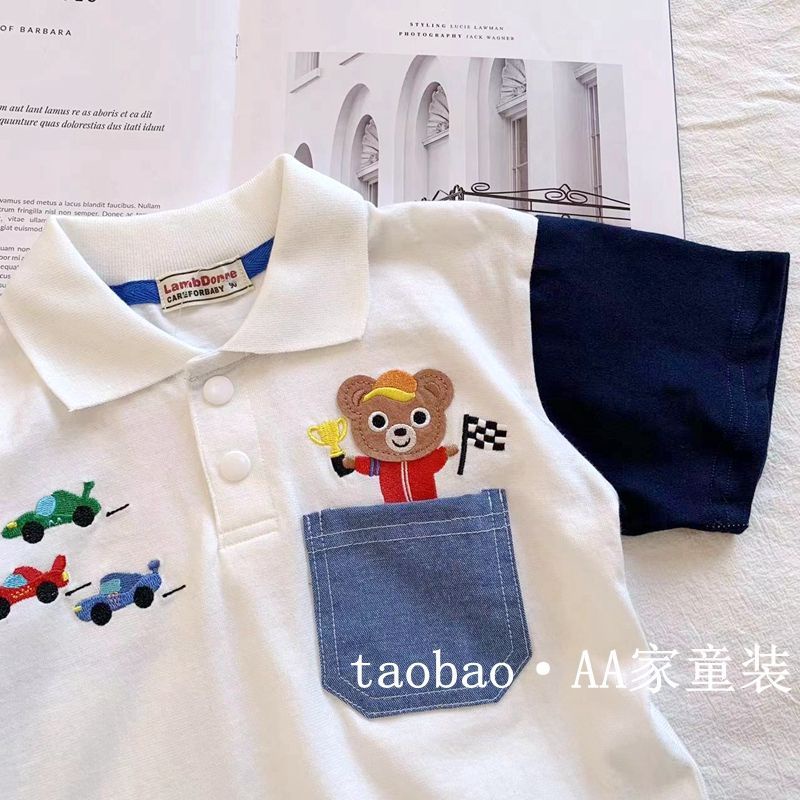 Áo polo Ngắn Tay Thoáng Khí In Họa Tiết Hoạt Hình Dễ Thương Cho Bé