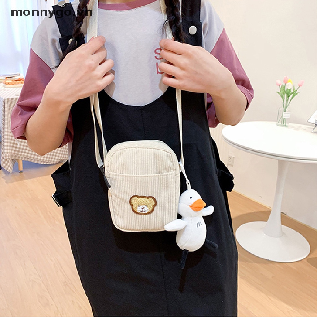 Monnygo 1 Túi Đeo Chéo Vai Đựng Điện Thoại Bằng Vải Nhung Hình Gấu Dành Cho Học Sinh Trẻ Em VN