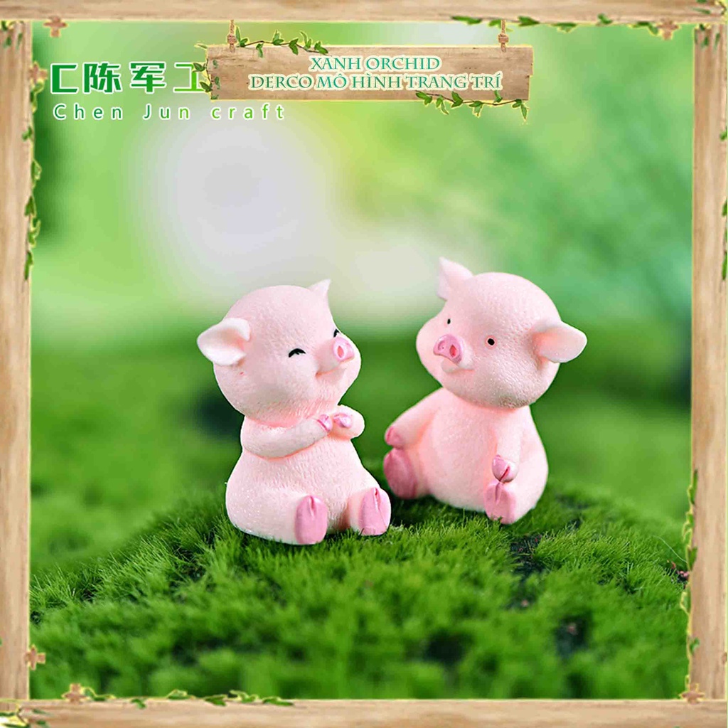 Mô Hình Tiểu Cảnh "Búp Bê Lợn Hồng Mini" Trang Trí Sen Đá, Sân Vườn/ Chậu Cây, DYI, Terrarium