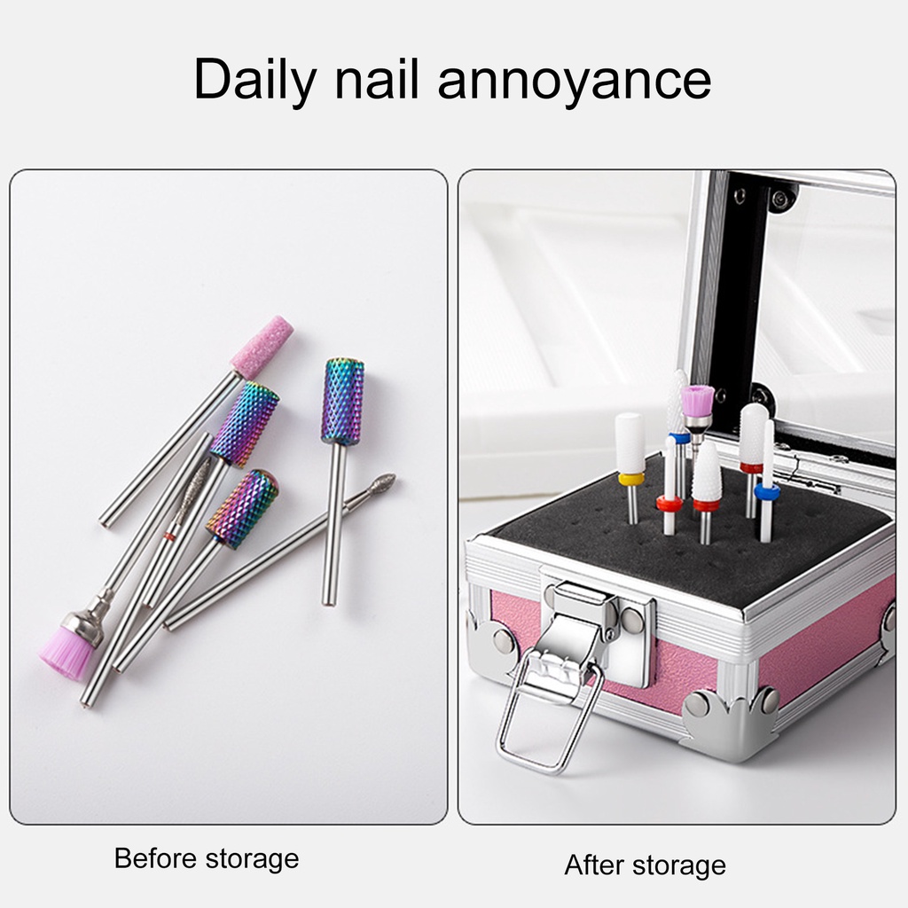 Giá Đỡ Mũi Khoan Móng Tay 25 Ngăn Trong Suốt Chống Rơi An Toàn Dành Cho Salon