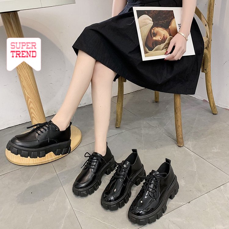 Giày Đế Dày Cột Dây Phong Cách Ulzzang Hợp Thời Trang Dễ Phối Đồ