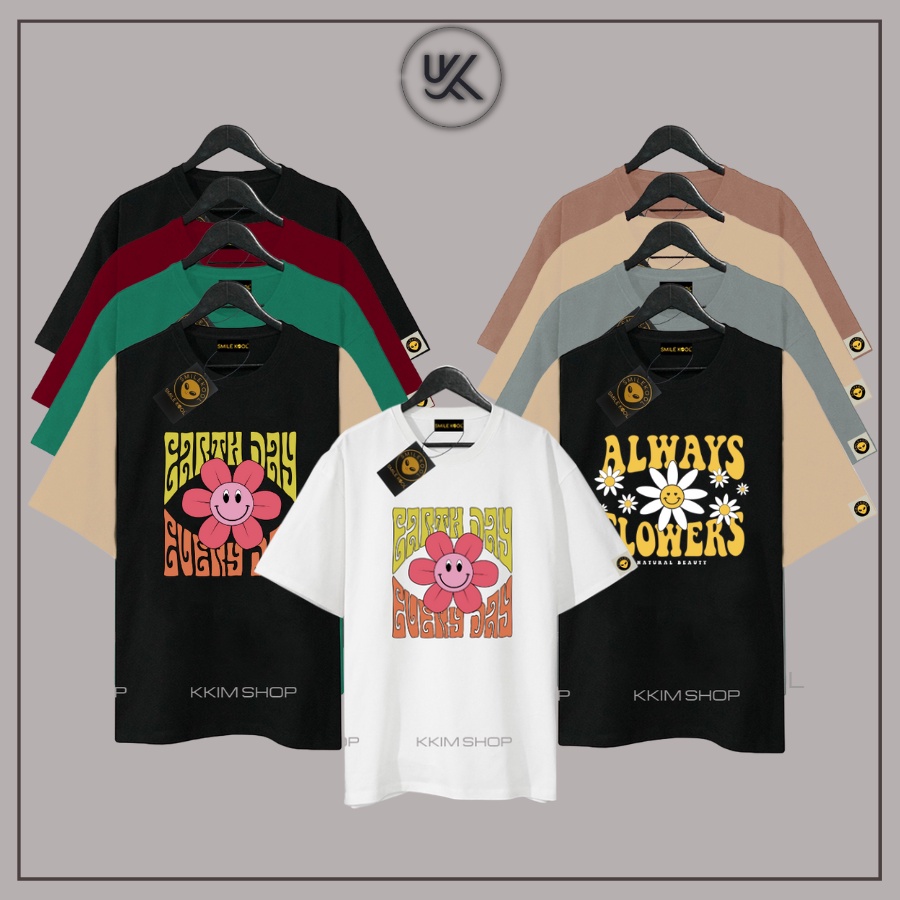 Áo Thun Tay Lỡ SMILE KOOL Phối Màu, Form rộng oversize, unisex nam nữ, chất vải thun Cotton KKIM SHOP