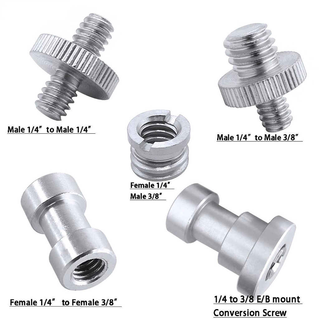 Bộ Ốc Vít 5 Trong 1 Bền Bỉ 1 / 4 "3 / 8" Cho Giá Đỡ Đèn Flash / Máy Ảnh