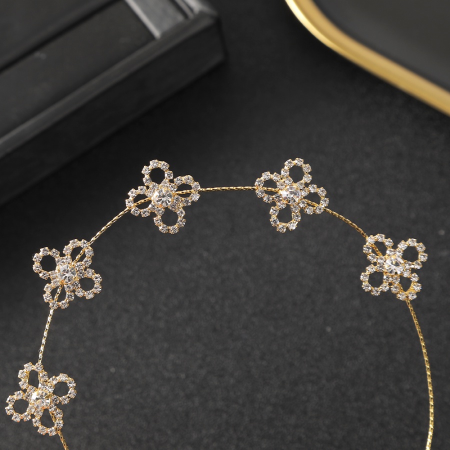 Băng Đô Cài Tóc Hình Hoa Đính Kim Cương Giả Kiểu Hàn Quốc Cho Nữ