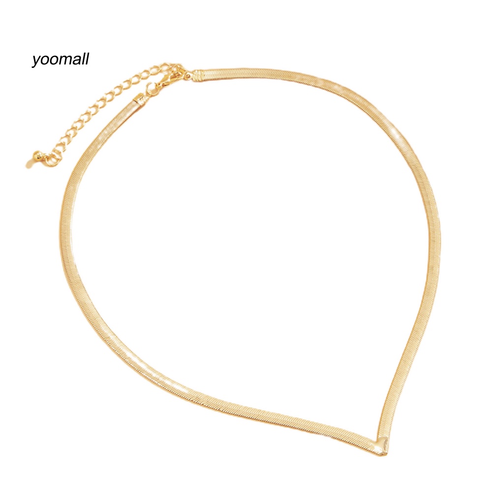 Vòng Cổ Choker Dây Xích Hình Chữ V Phẳng Trọng Lượng Nhẹ Phong Cách Hip Hop Làm Quà Tặng Trang Sức Cho Bạn Gái YO