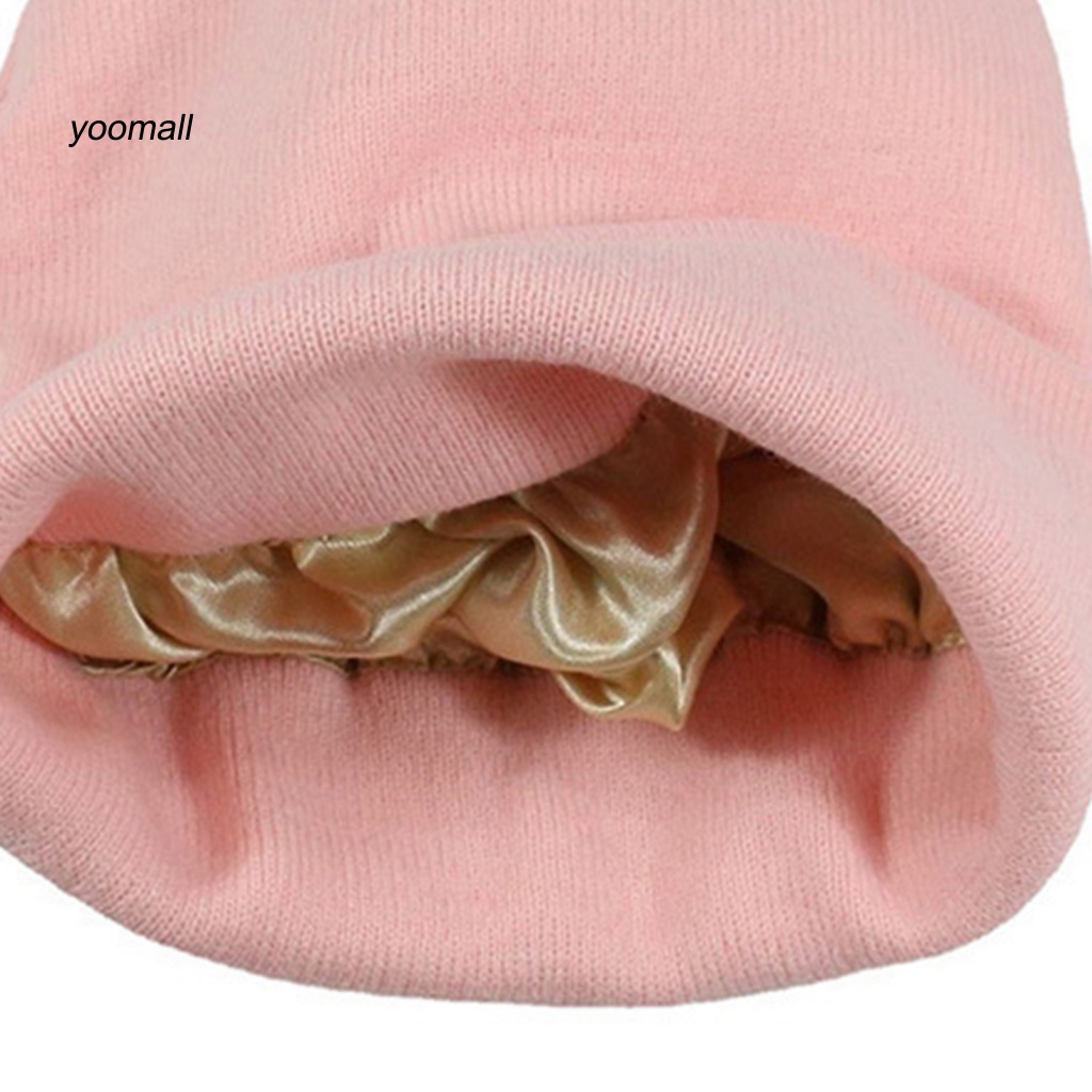 Yo / Mũ Beanie Dệt Kim Không Vành Co Giãn Màu Trơn Giữ Nhiệt Mùa Thu Đông Đường Phố Cho Nữ