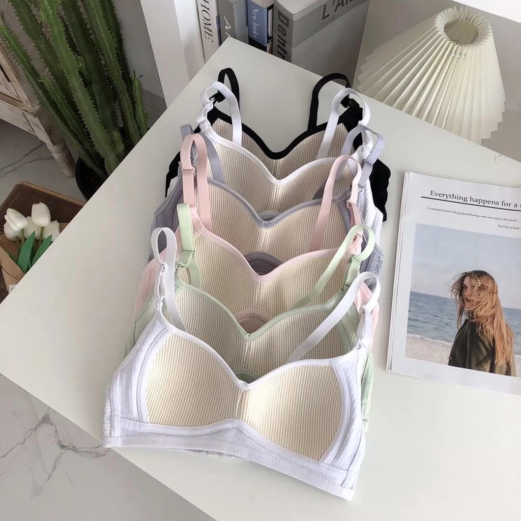 Áo Ngực Cotton Không Gọng Chống Chảy Xệ Thiết Kế Đơn Giản Phong Cách Nhật Bản Cho Nữ