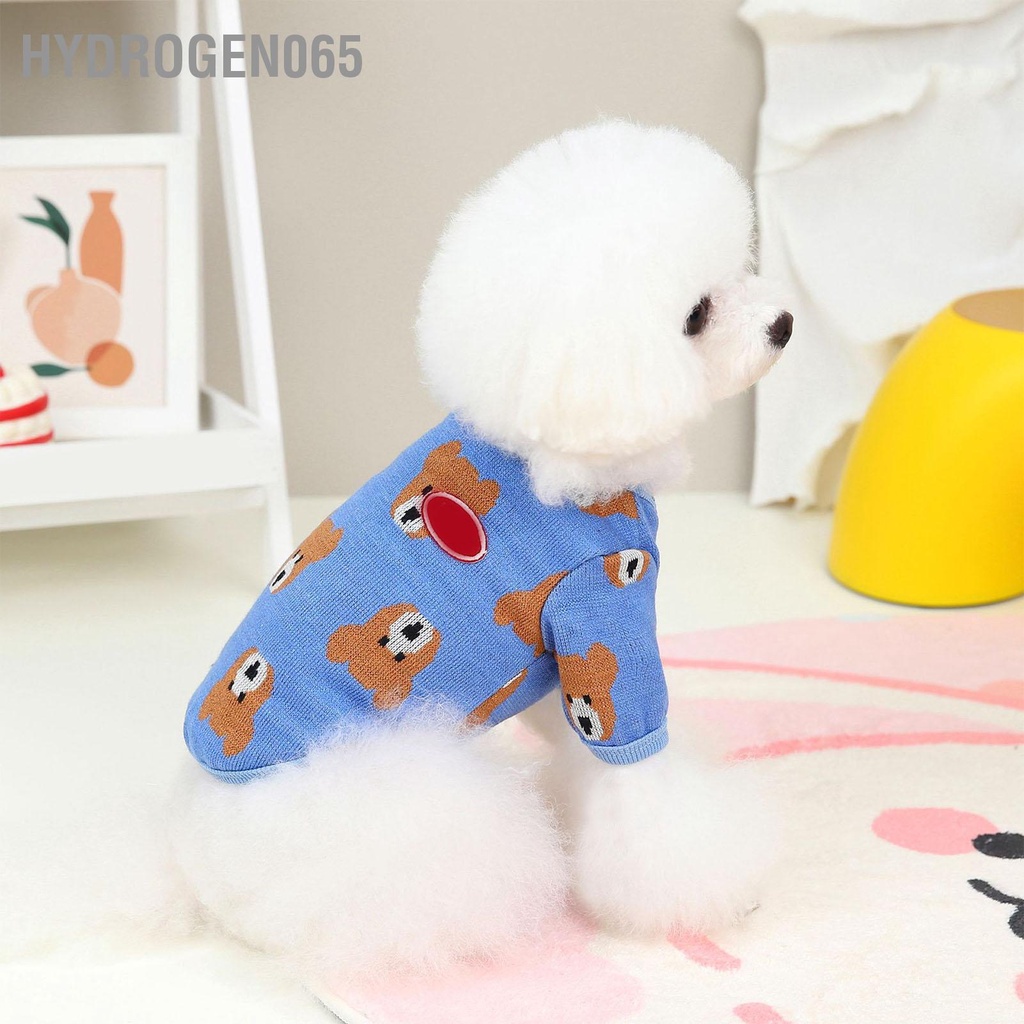 Hydrogen065 Chó Nút Áo Len In Hình Gấu Ngắn Tay Hở Mặt Trước Quần Dệt Kim Cho Thú Cưng Mèo