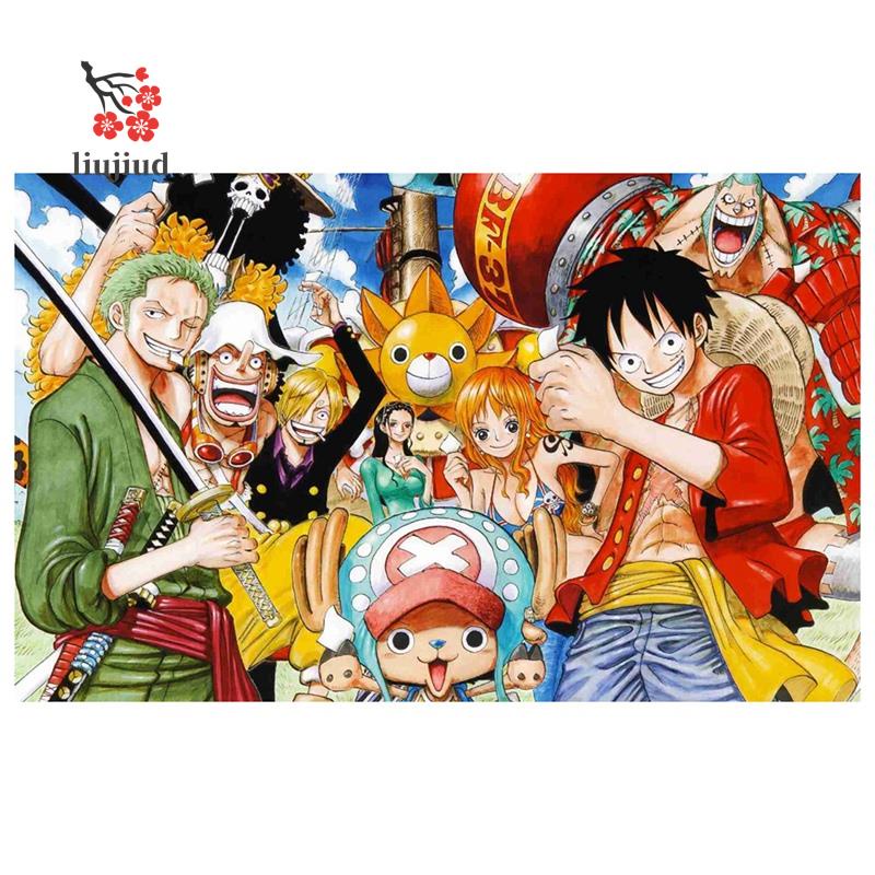 Bộ Tranh Đính Đá Họa Tiết Hoạt Hình One Piece Độc Đáo DIY Dùng Trang Trí Nhà Cửa