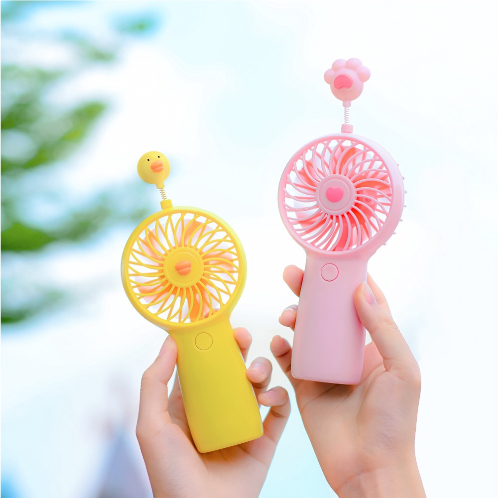 Quạt Nhỏ Cầm Tay Để Bàn Hai Công Dụng Cắm Sạc Hình Thú Cưng Dễ Thương