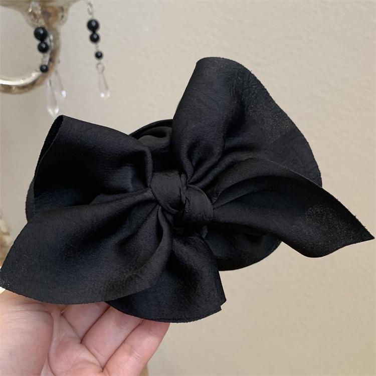 Kẹp Tóc Nơ Đen Siêu Lớn Chất Liệu Satin Phong Cách Hàn Quốc Cho Nữ