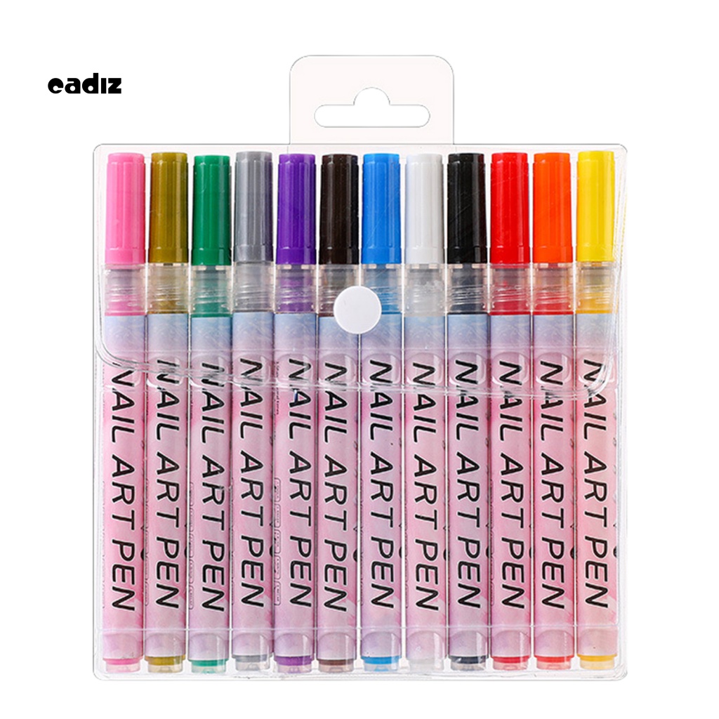 Set 12 Bút Vẽ Móng Nghệ Thuật Chống Nước Không Mùi Dành Cho Nữ