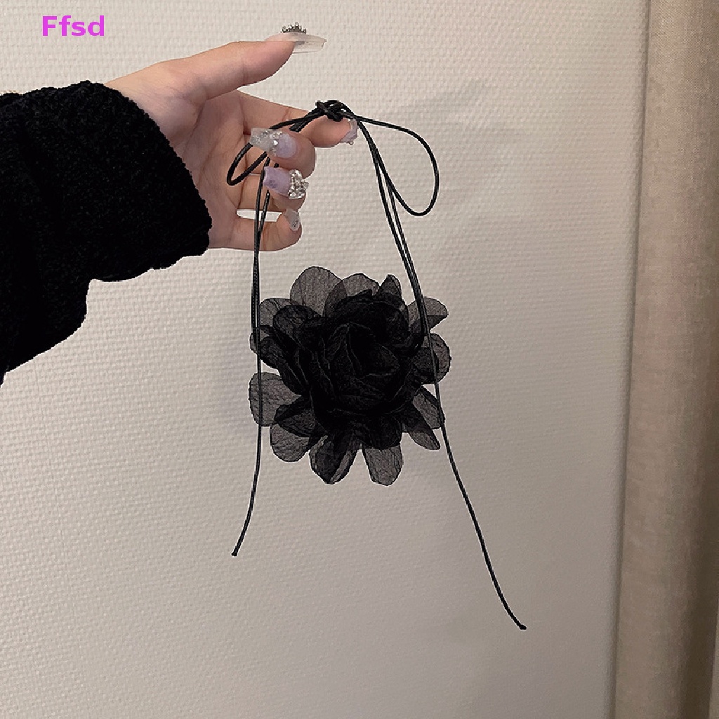 {Ffsd} Vòng cổ Hình Hoa Trà Đen Trắng Lãng Mạn Cổ Điển Thời Trang Nữ Bán Chạy