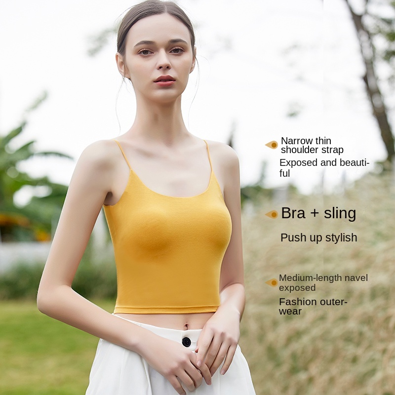 Áo Croptop Hai Dây Có Mút Đệm Ngực Size S-XL Thời Trang Mùa Hè Quyến Rũ Cho Nữ