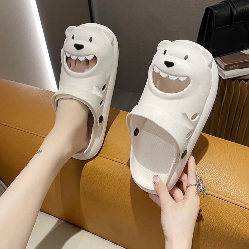 Dép Bánh Mì Đế Bánh Mì Họa Tiết Gấu Hoạt Hình Dễ Thương Dành Cho Bạn Nữ