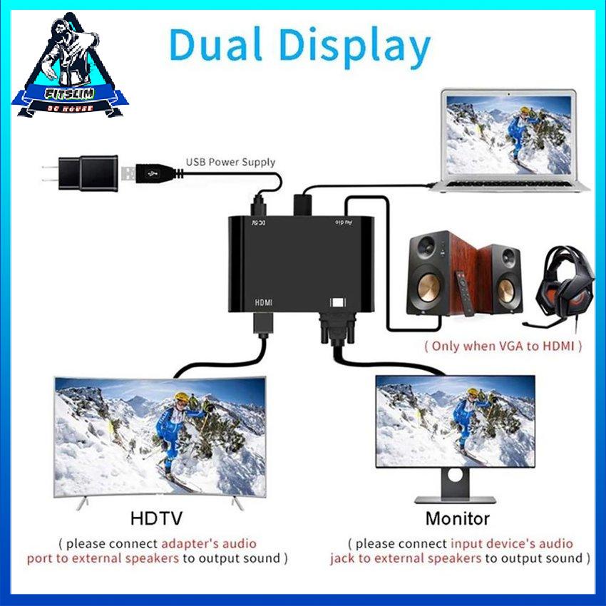Bộ Chuyển Đổi Màn Hình Vga Sang Hdmi Tương Thích 2 Trong 1 Cáp Âm Thanh Video Độ Nét Cao