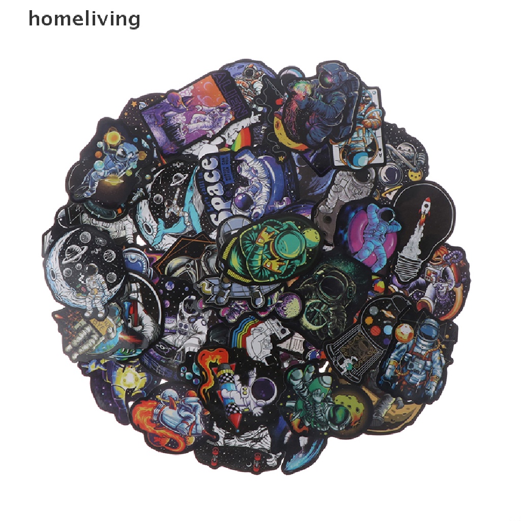 Bộ 50 Miếng Dán Họa Tiết Phi Hành Gia Hoạt Hình Trang Trí Ván Trượt DIY