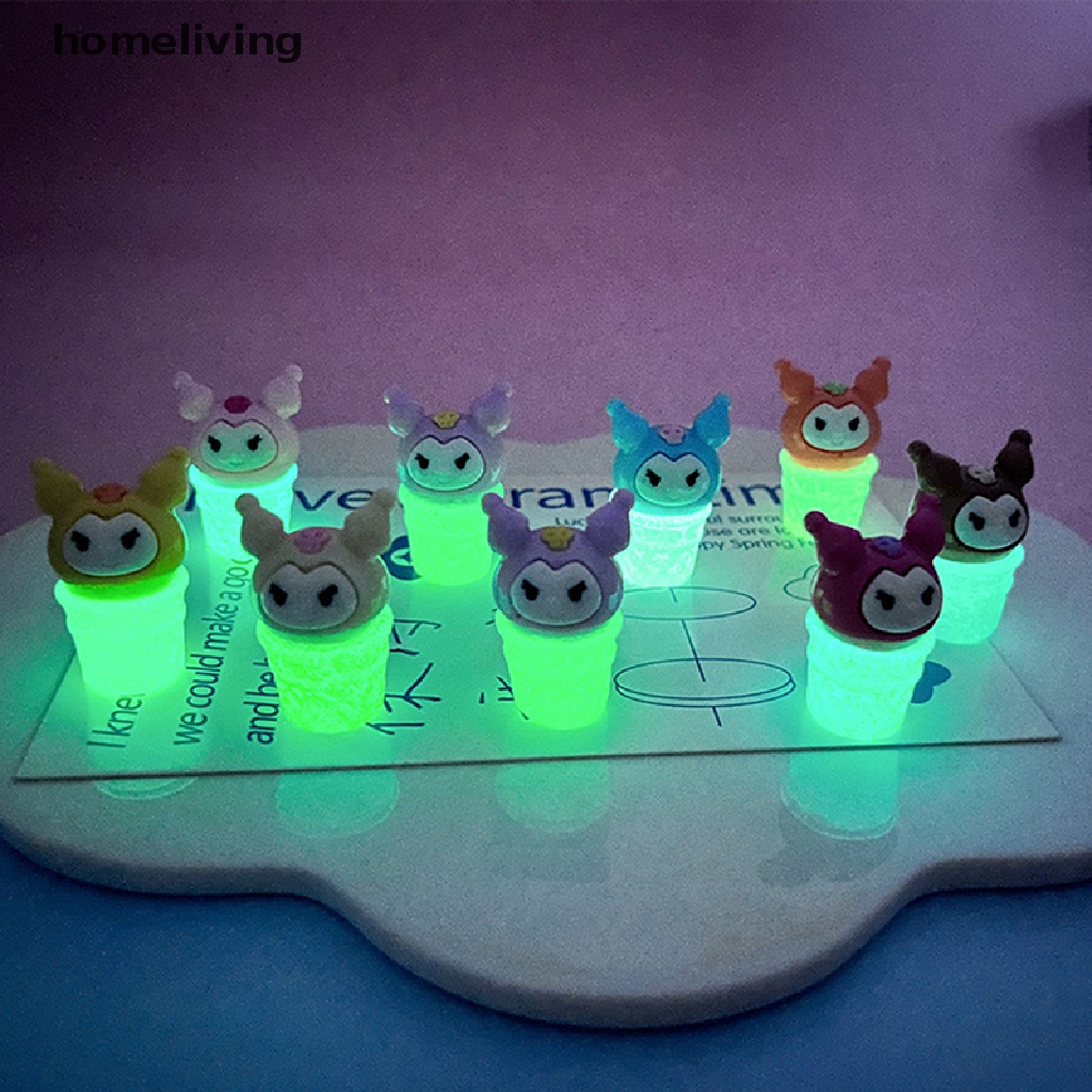 Bộ 2 Ly Kem Mini Bằng Nhựa Resin Dạ Quang In Họa Tiết Hoạt Hình Dễ Thương Trang Trí Nhà Cửa