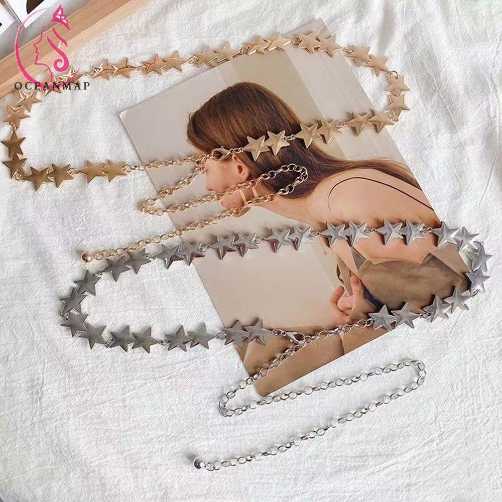 Dây Xích Đeo Thắt Lưng Bằng Kim Loại Hình Ngôi Sao Có Thể Điều Chỉnh Phong Cách Punk Hip Hop Trang Trí Đầm