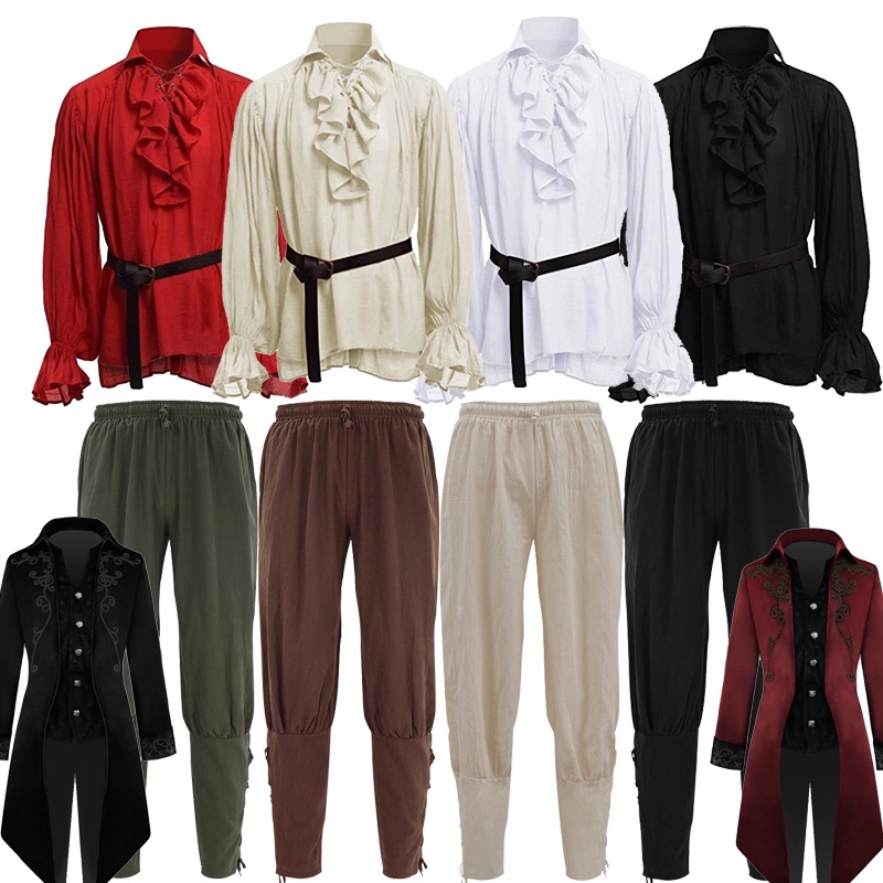 Áo Sơ Mi Phong Cách Trung Cổ Châu Âu Retro Hoàng Tử Cưỡi Ngựa Hàng Năm Cho Nam Nữ